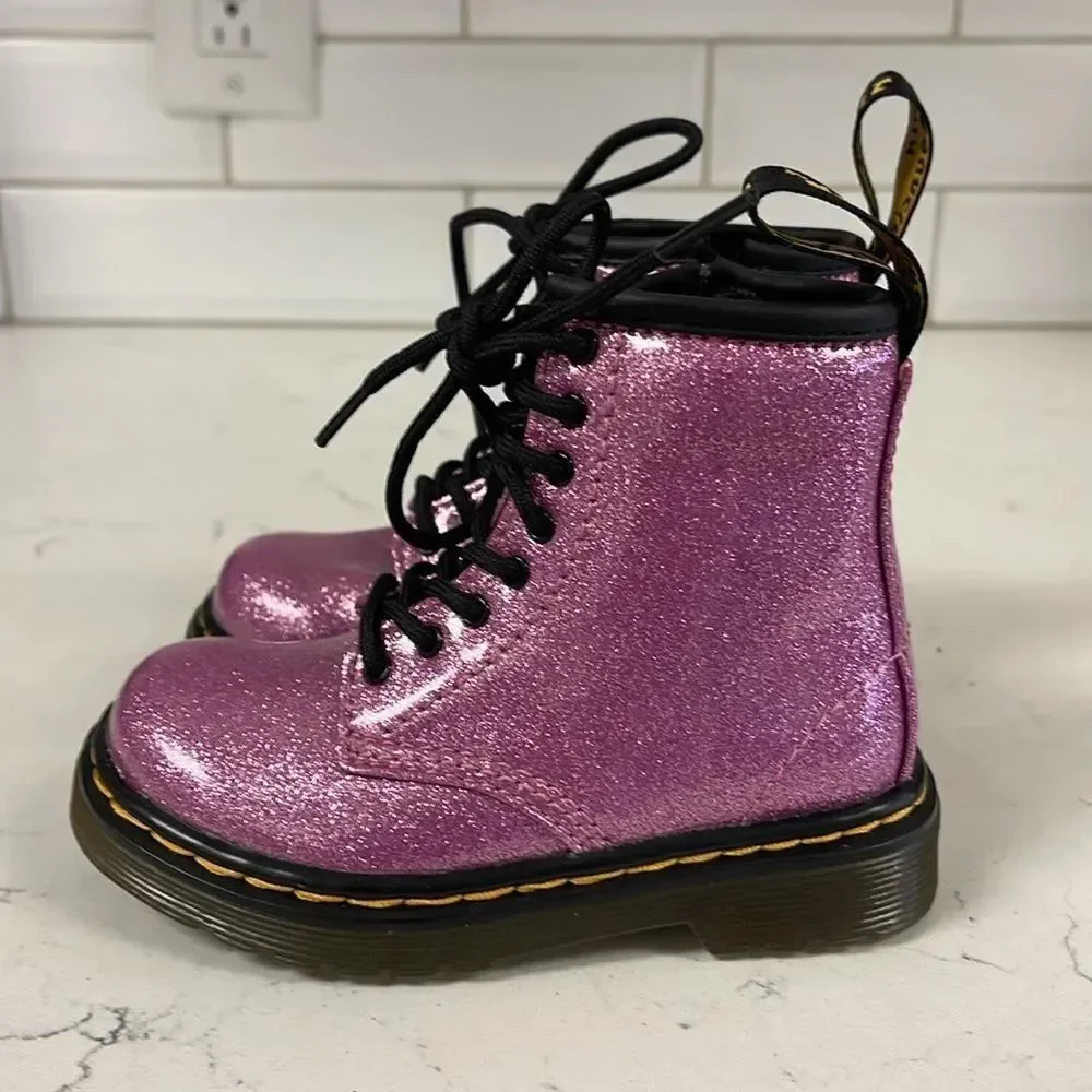 Dr. Martens 1460 8-Eye Glitter Boot - Little Kid / Toddler- Pink Size 7